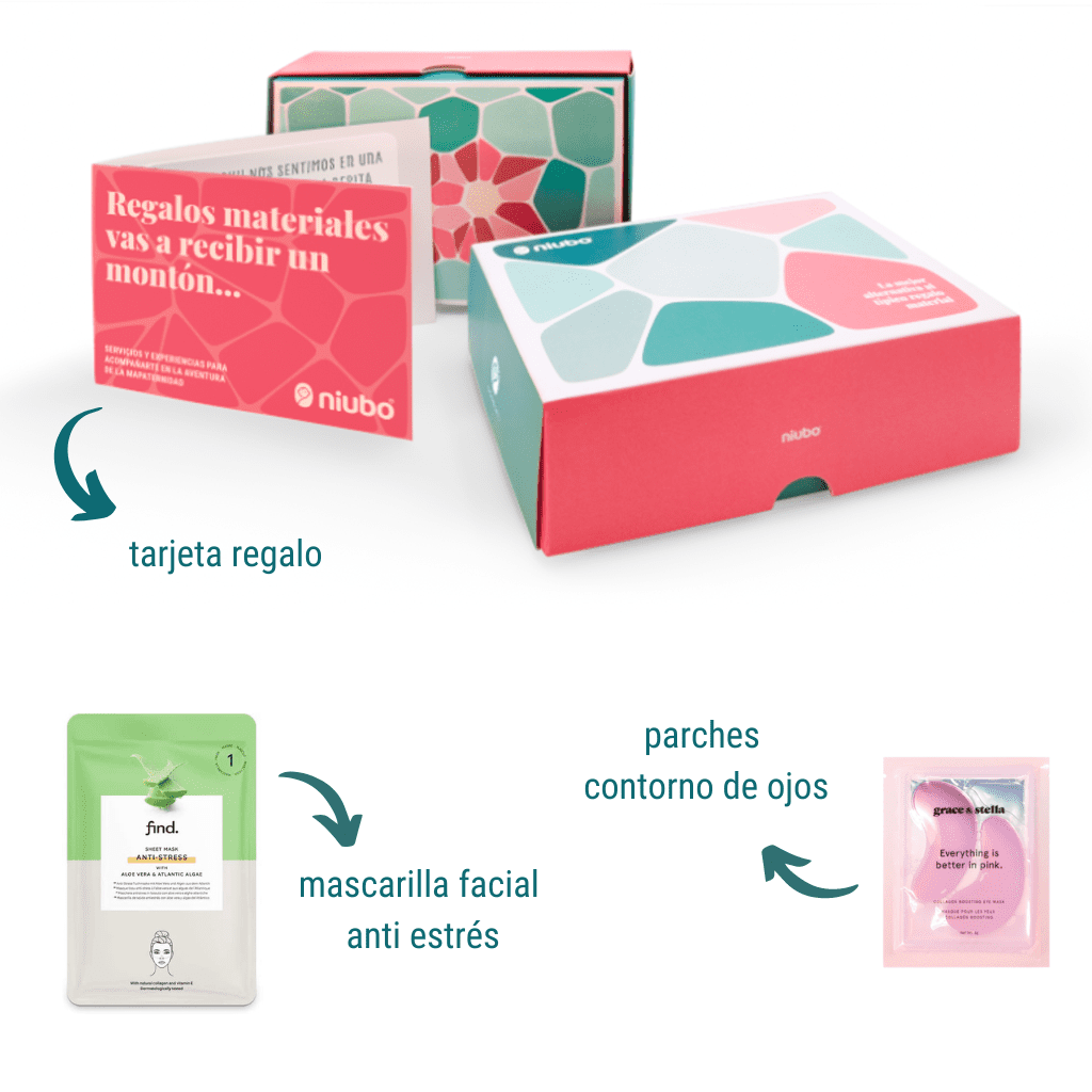 caja regalo niubox para embarazadas y madres primerizas. kit de supervivencia